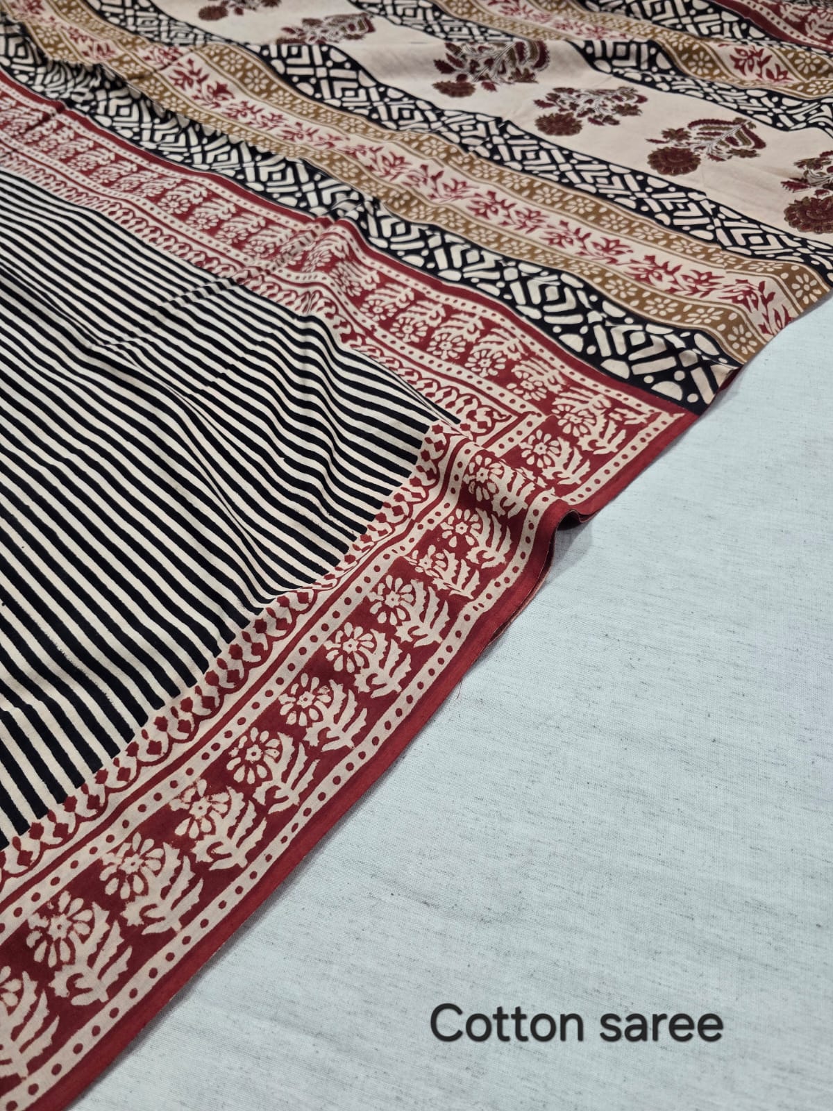 Premium Hand Block Print Cotton Saree 5
