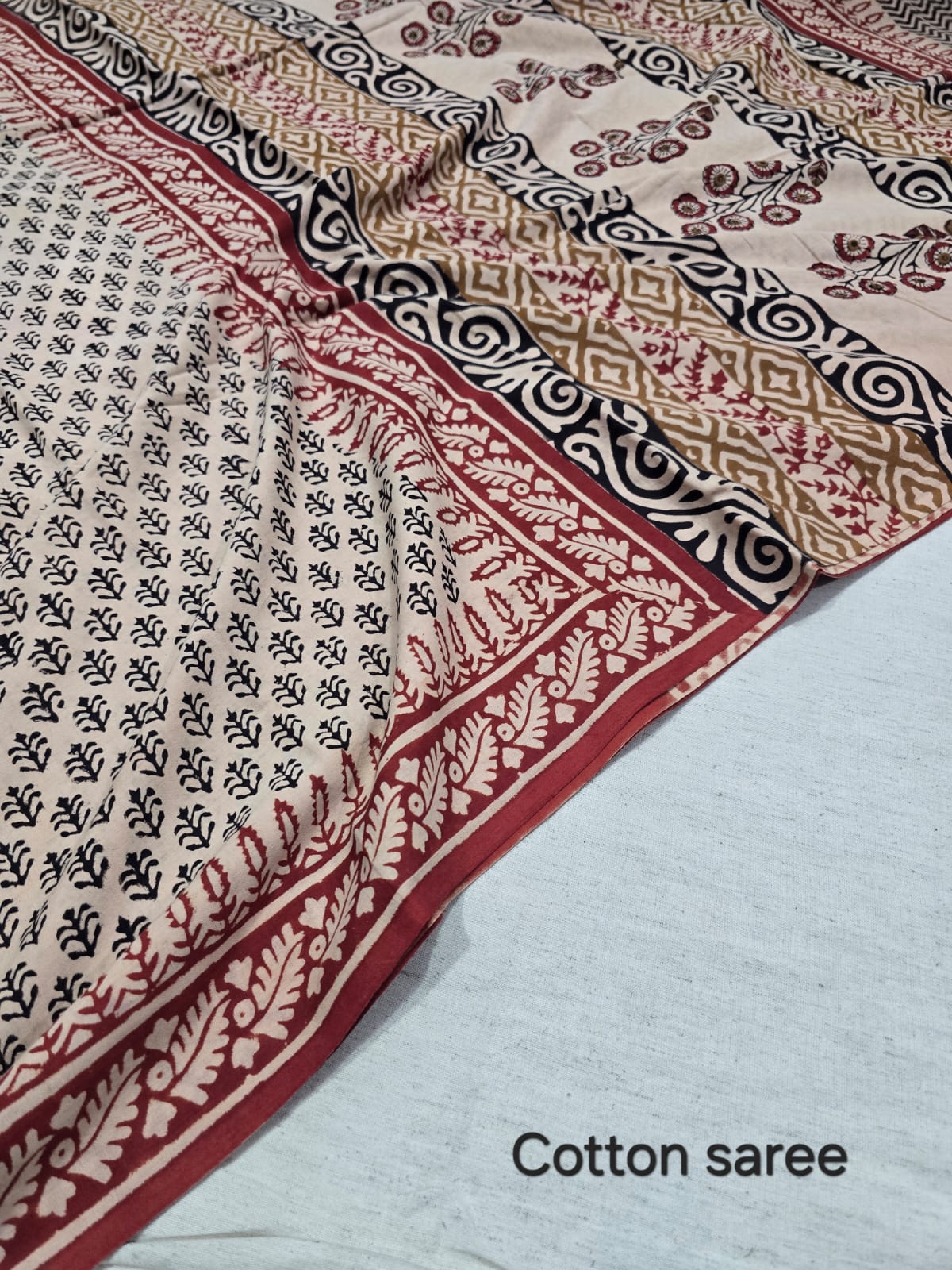 Premium Hand Block Print Cotton Saree 8