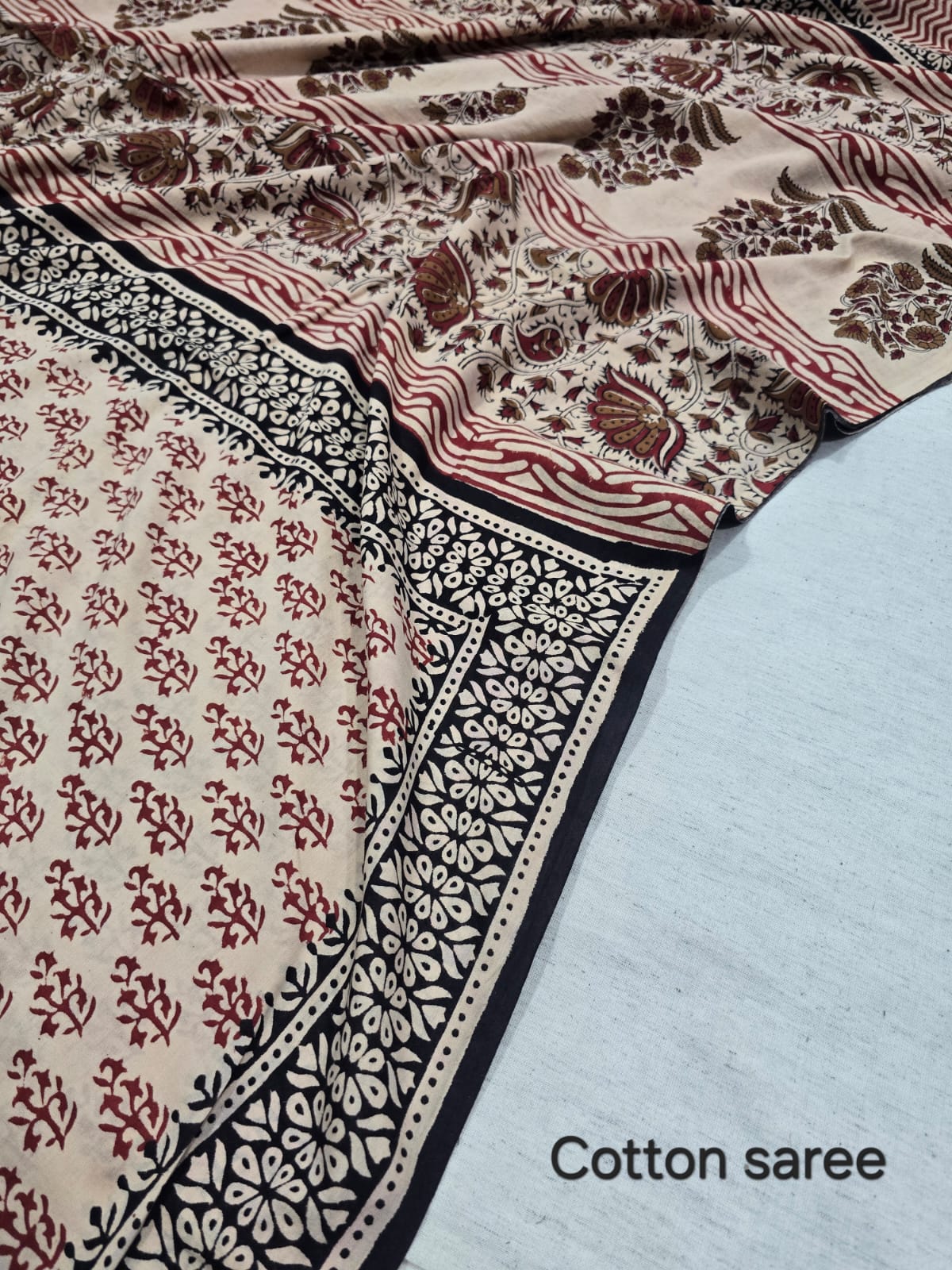 Premium Hand Block Print Cotton Saree 7