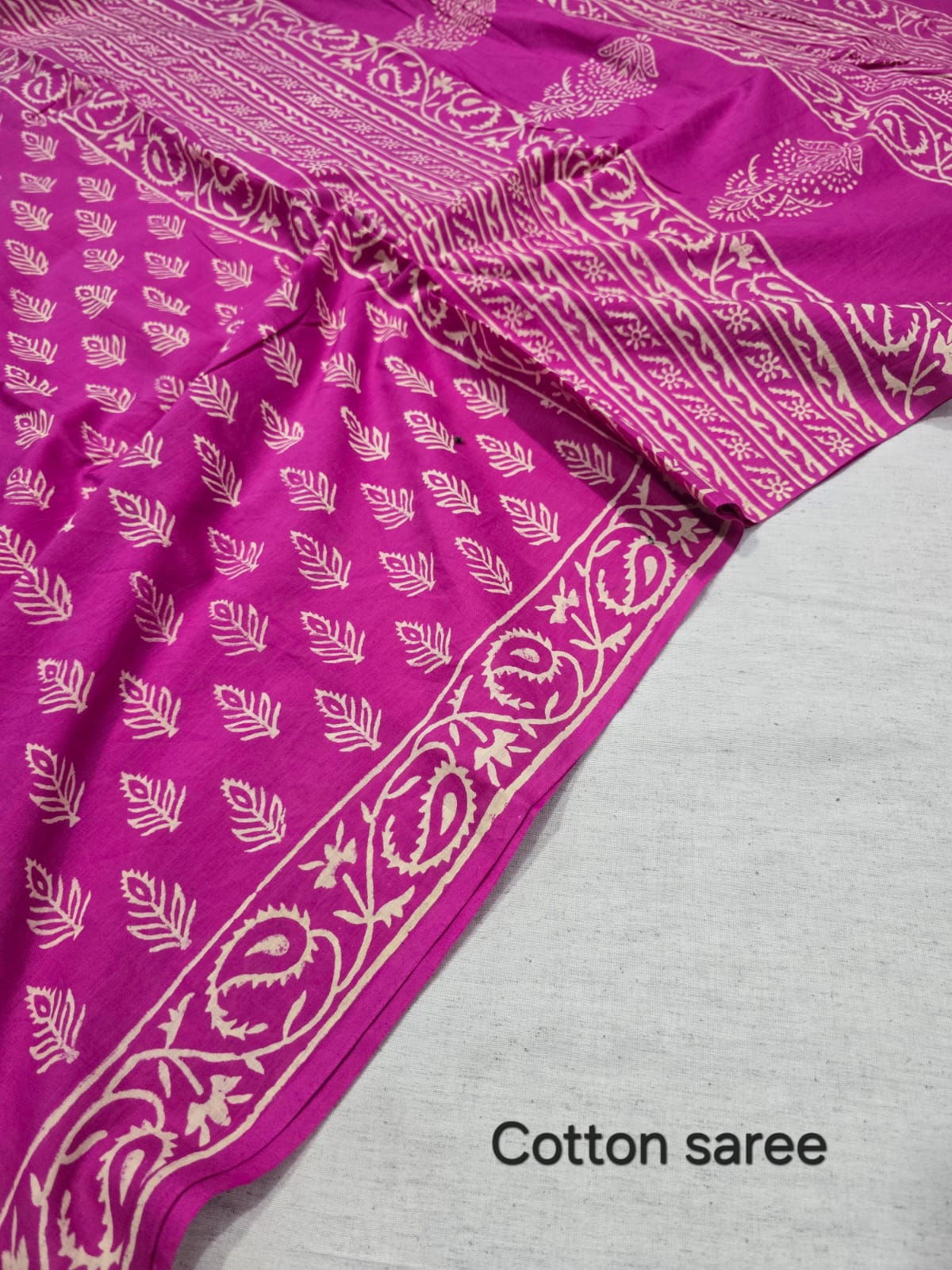 Premium Hand Block Print Cotton Saree 15