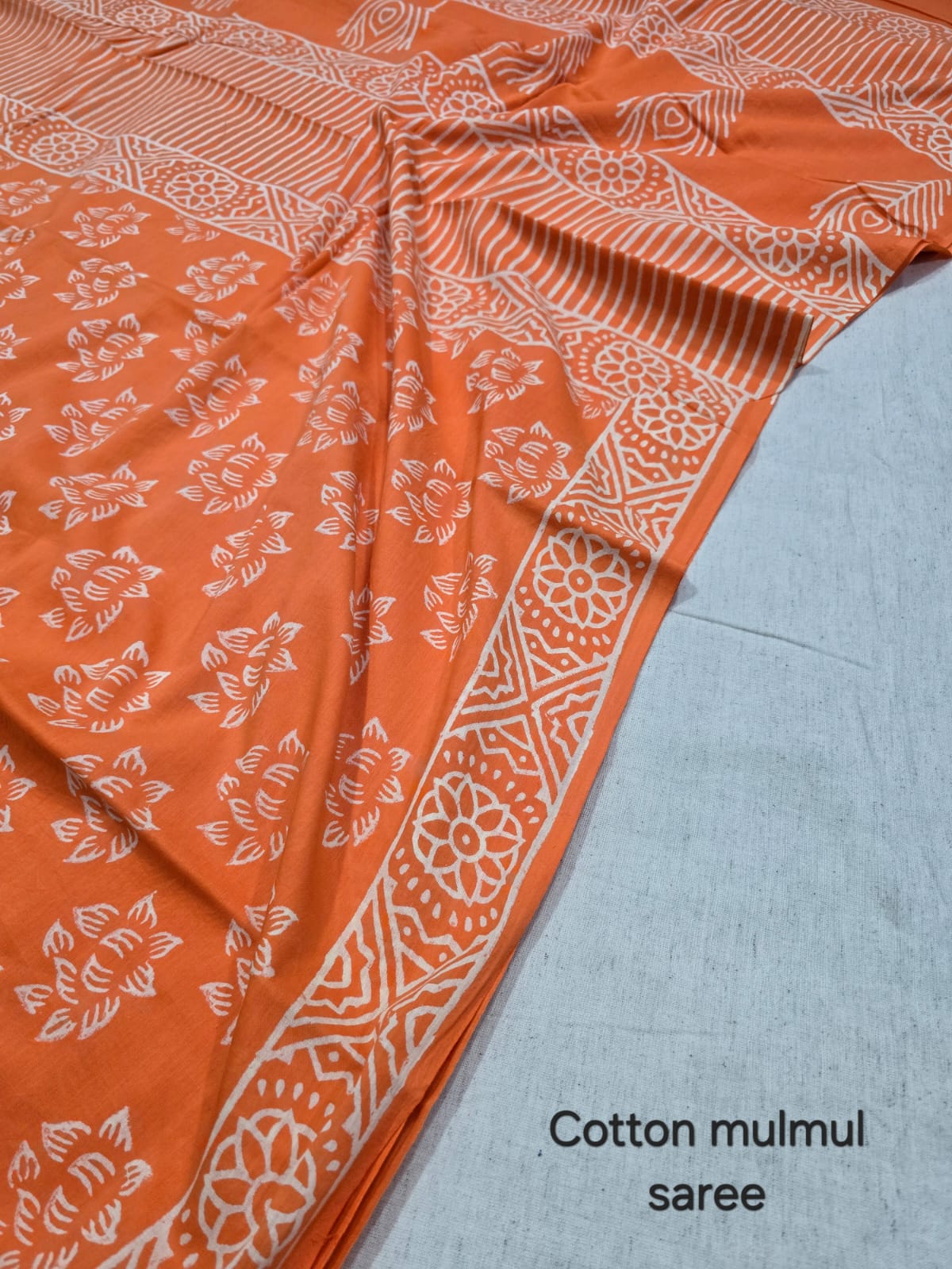 Premium Hand Block Print Cotton Saree 13