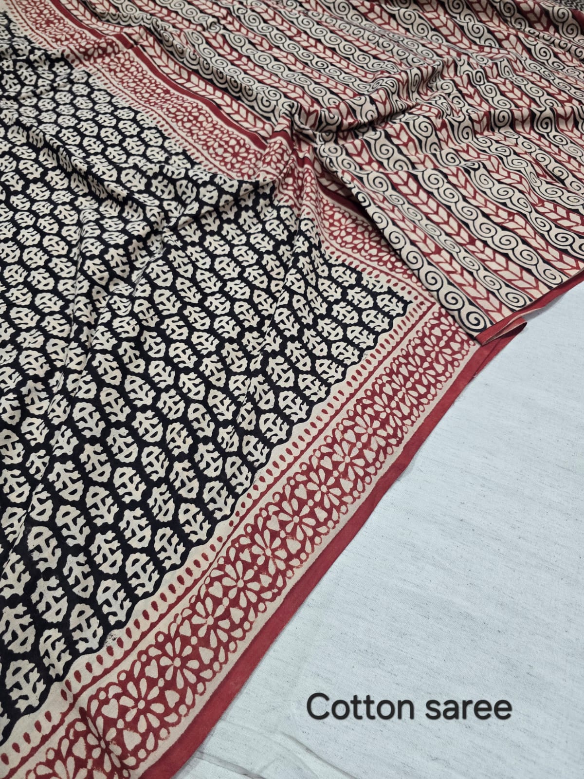 Premium Hand Block Print Cotton Saree 1
