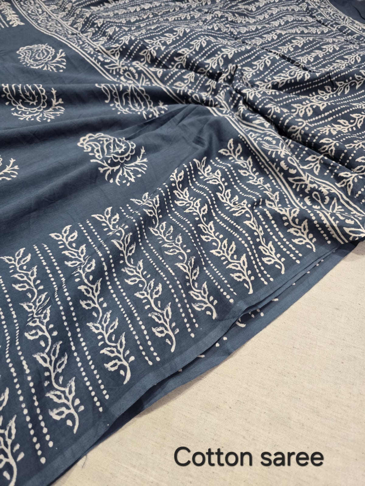 Premium Hand Block Print Cotton Saree 18