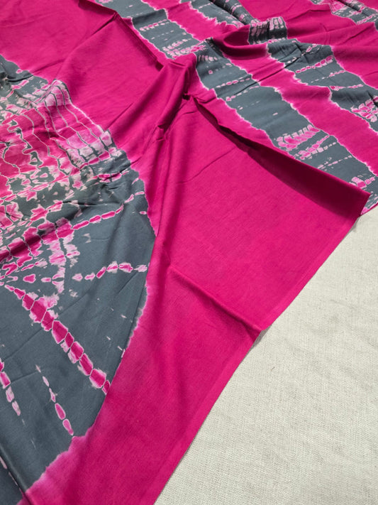 Handblock printed cotton mulmul saree