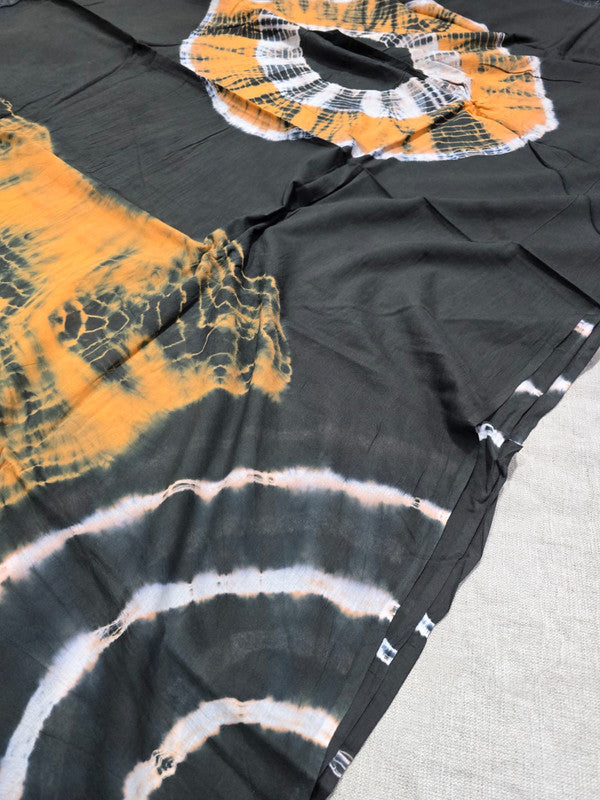 Handblock printed cotton mulmul saree