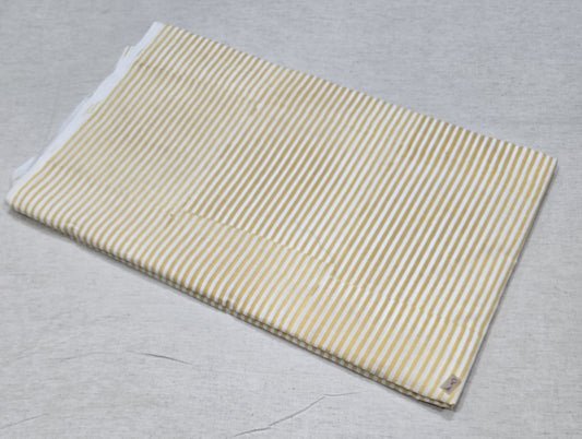 Haldi Rekha Cotton  Mustard & White Stripe Sanganeri Cotton Fabric (SANGANERI)
