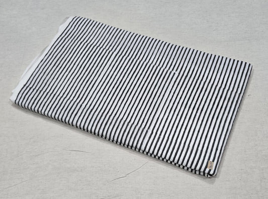 Haldi Rekha Cotton  Mustard & White Stripe Sanganeri Cotton Fabric (SANGANERI)