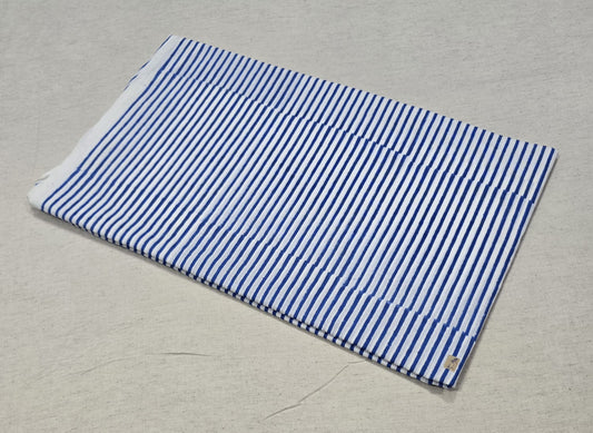 Neel Rekha Cotton  Blue & White Stripe Sanganeri Cotton Fabric (SANGANERI)