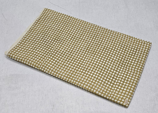 Beige & White Small Polka Dot Printed Cotton Fabric (BAGRU)