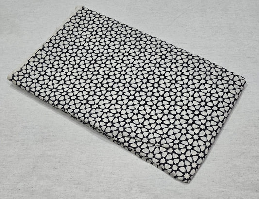 Black & White Geometric Floral Printed Cotton Fabric (BAGRU)