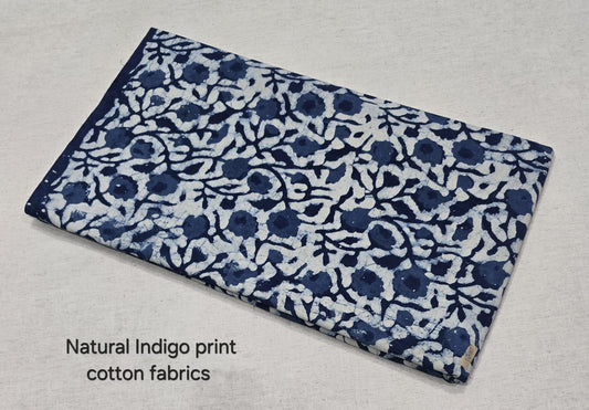 Indigo Ditsy Floral Art Cotton Fabric (indiago)