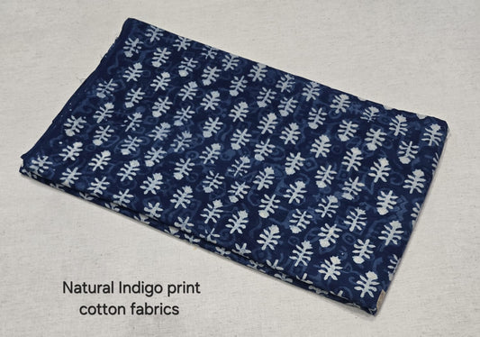 Indigo Botanical Buti Handprint Fabric (indigo)
