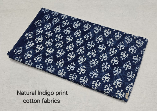 Indigo Mini Floral Buti Cotton Fabric (indigo)