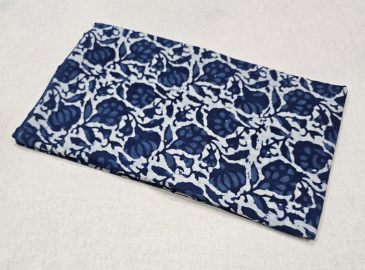 Indigo Berry Vine Cotton Fabric (indigo)