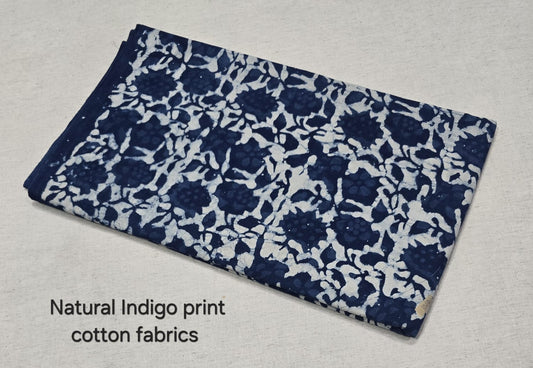 Indigo Floral Medallion Cotton Fabric (indigo)
