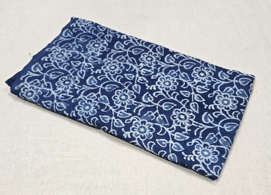 Indigo Garden Bloom Handprint Cotton Fabric (indigo)