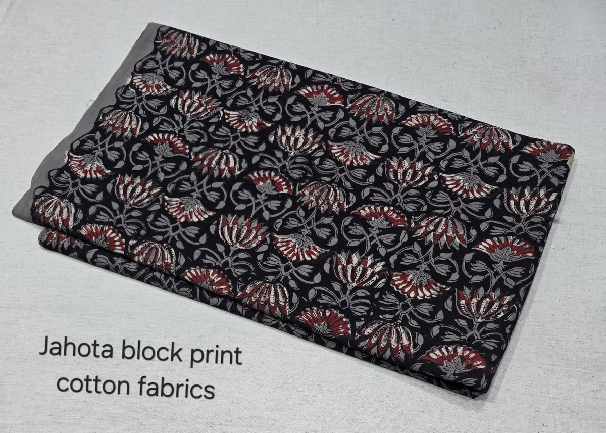 Black Maroon Blossom Jahota Cotton Fabric (jahota)
