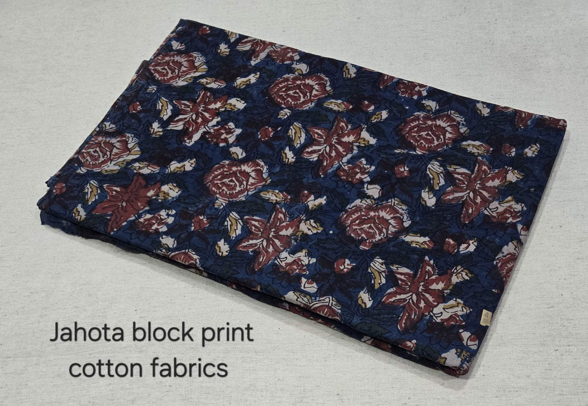 Navy Floral Jahota Cotton Fabric (jahota)