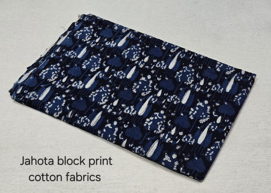 Midnight Blue Floral Trail Jahota Cotton Fabric (jahota)