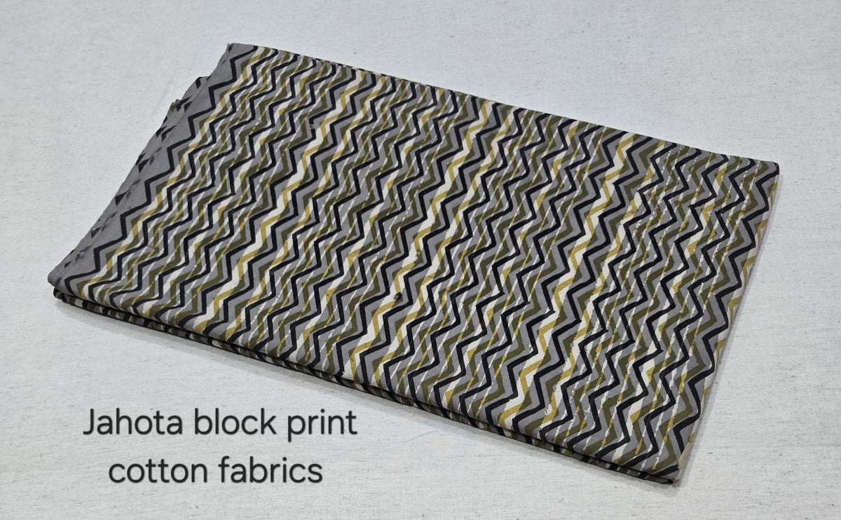 Mustard Grey Chevron Jahota Cotton Fabric (jahota)