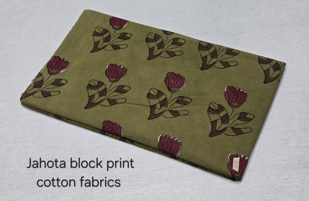 Olive Botanical Bloom Jahota Cotton Fabric (jahota)