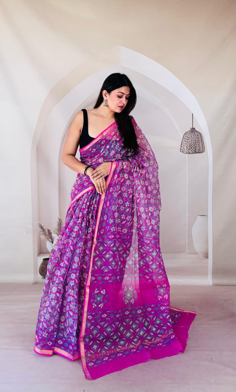Magenta Floral Charm Kota Saree KDs