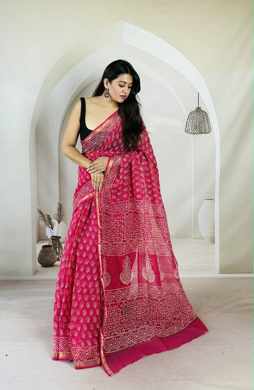 Summer Special Bagru Print Kota Saree