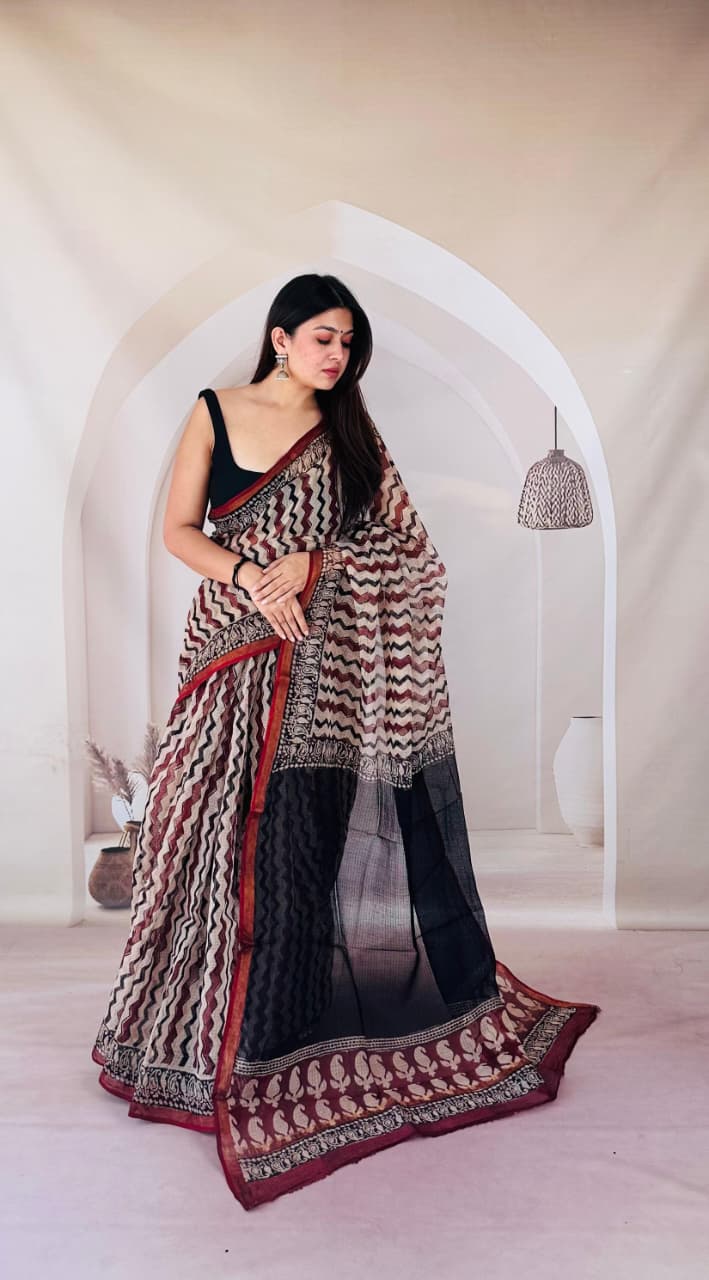 Summer Special Bagru Print Kota Saree