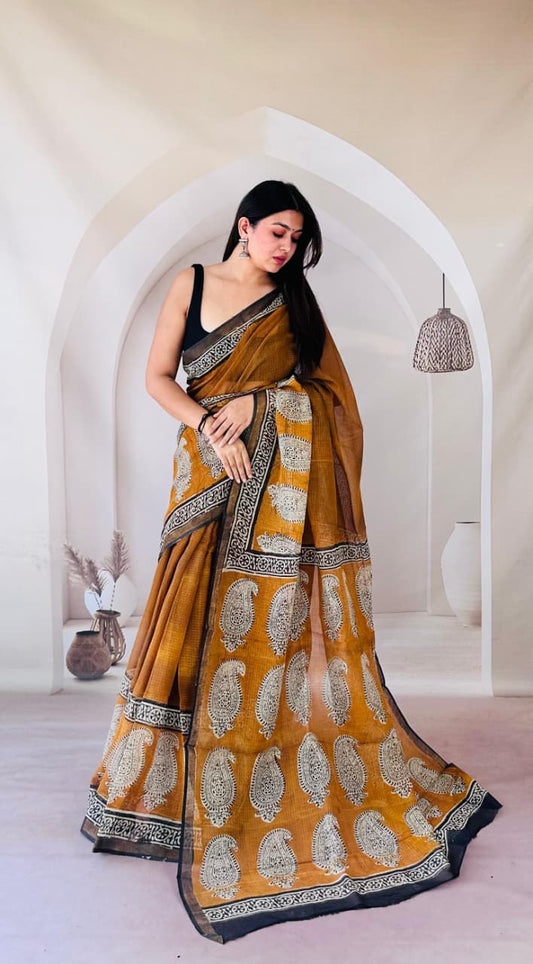Summer Special Bagru Print Kota Saree