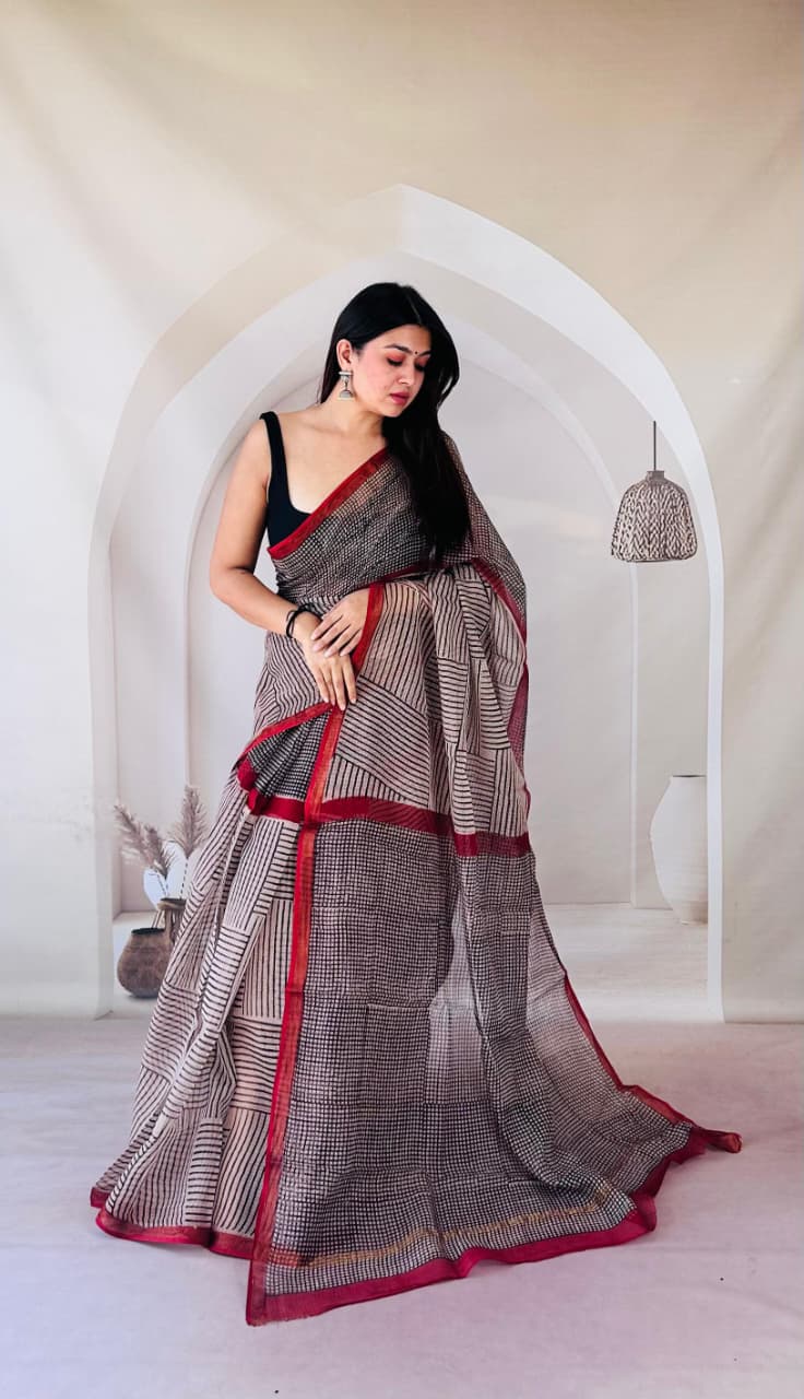 Summer Special Bagru Print Kota Saree
