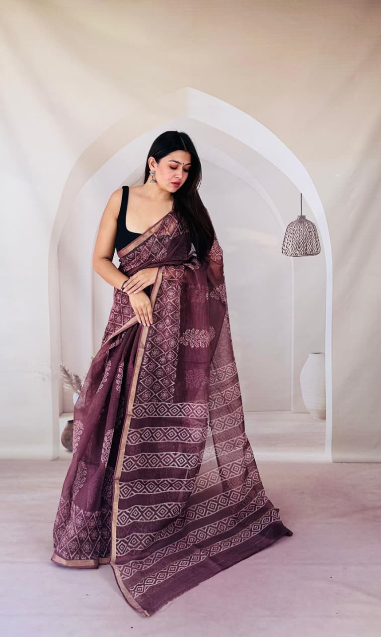 Summer Special Bagru Print Kota Saree
