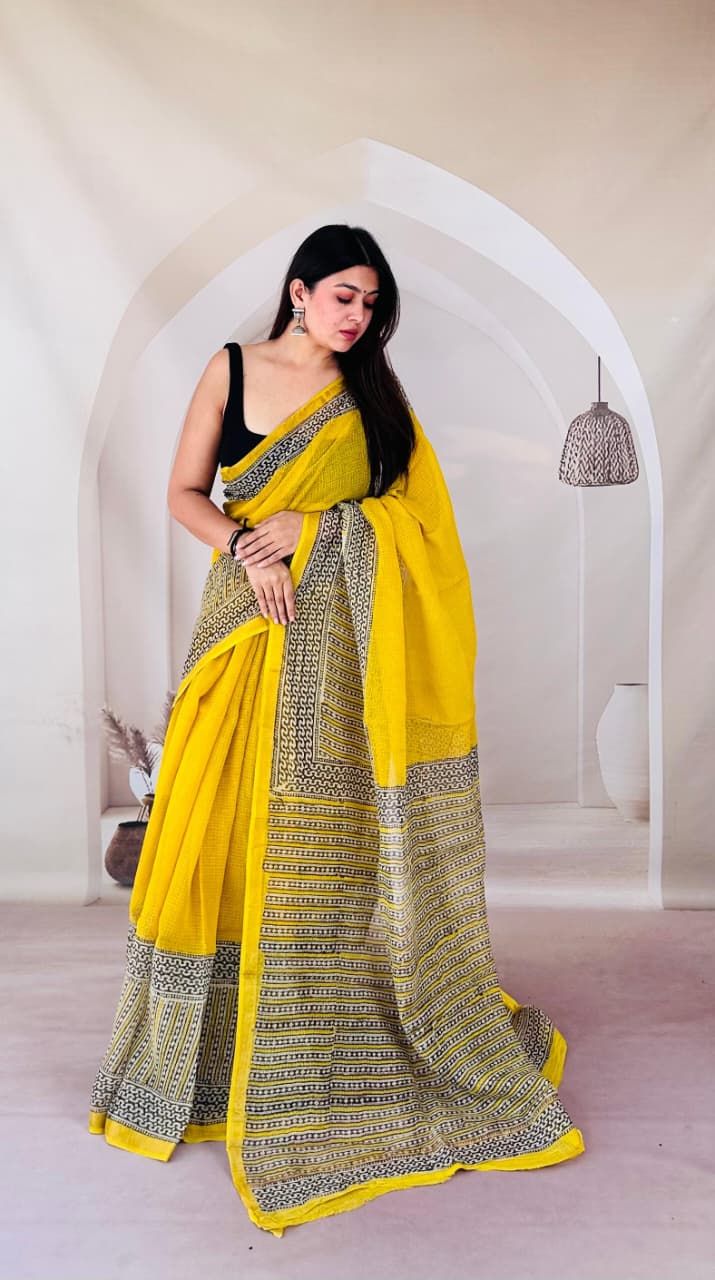 Summer Special Bagru Print Kota Saree