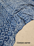 Hand Block Printed Cotton Mulmul Saree - 03
