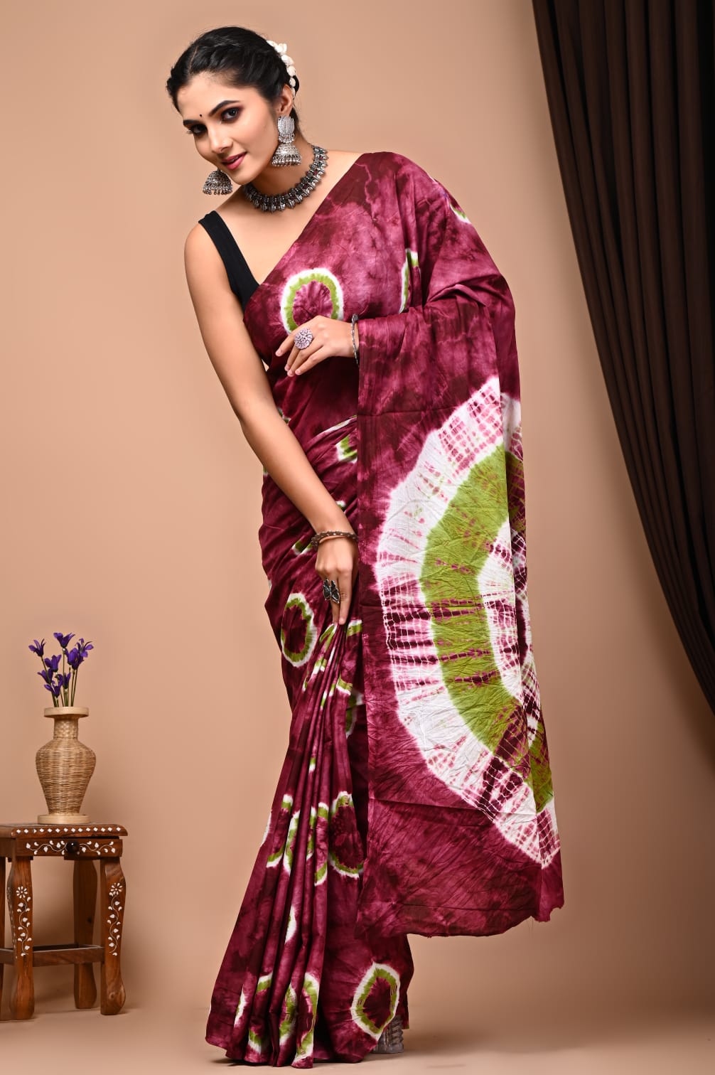 Hand Block Printed Cotton Mulmul Saree - 26