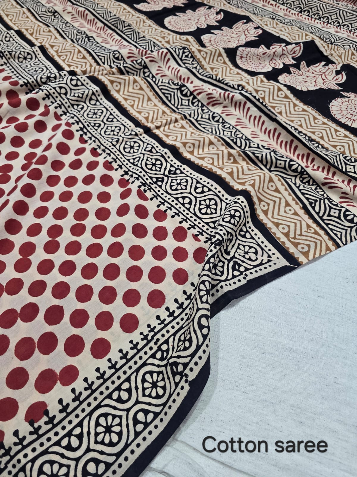Premium Hand Block Print Cotton Saree 9