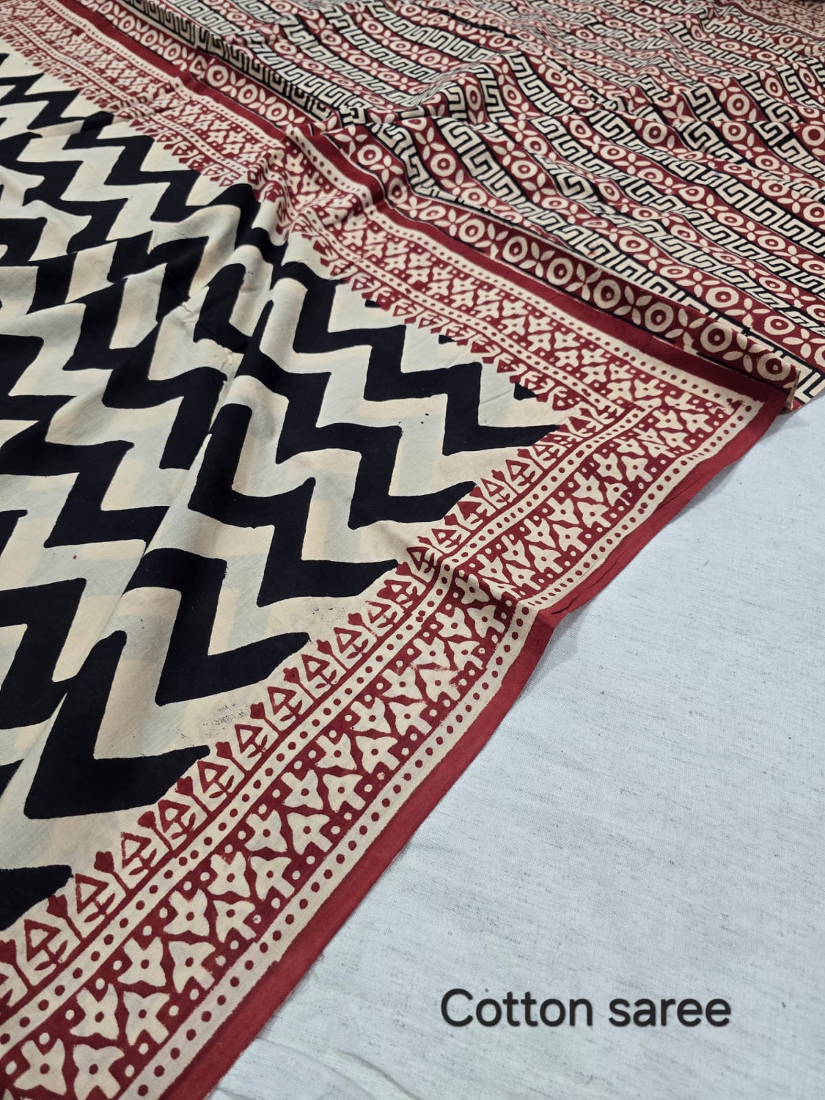 Premium Hand Block Print Cotton Saree 10