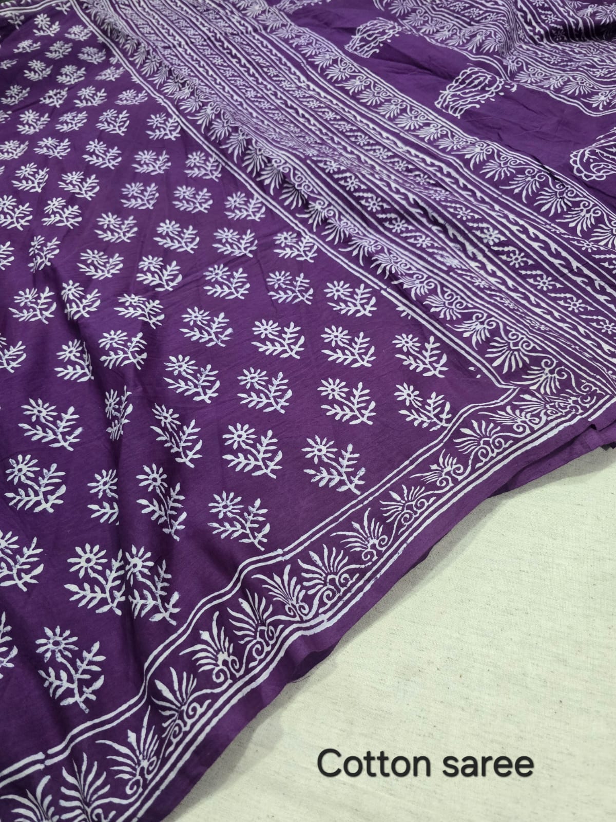 Premium Hand Block Print Cotton Saree 6