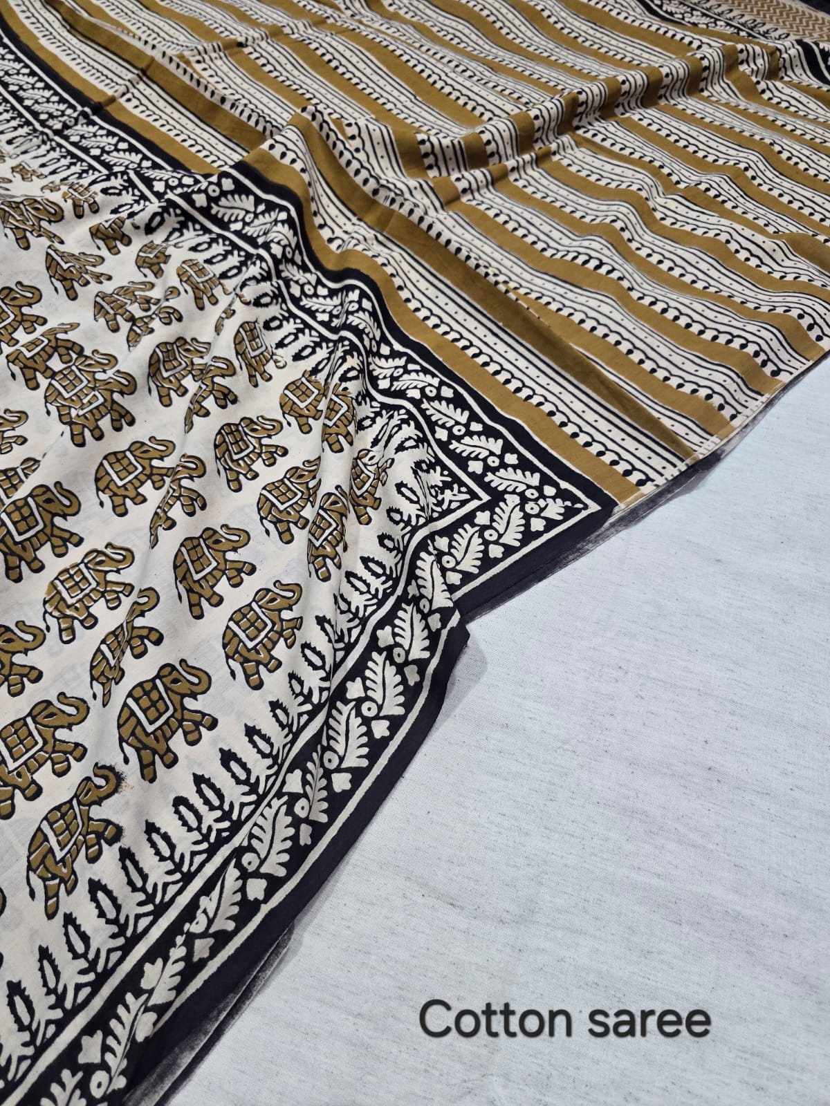 Premium Hand Block Print Cotton Saree 3
