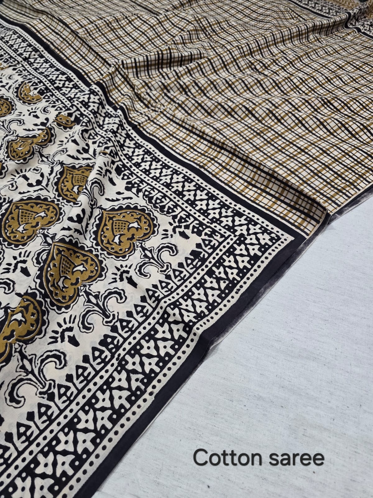 Premium Hand Block Print Cotton Saree 2